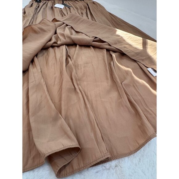 New Tahari Womens Size S/P Pleated Maxi Skirt Tan Elastic Waist *Snag* - Picture 7 of 11